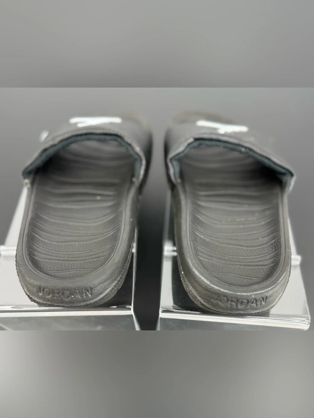 Jordan Black Slide Sandals with White Logo for Youth Kids Size 4